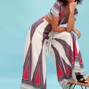 Two Piece Set Lulus Geo Grande Cream Print S